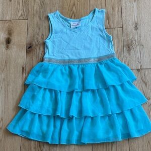 Hanna Andersson Turquoise Tiered Ruffle Dress with Sparkle Waistband